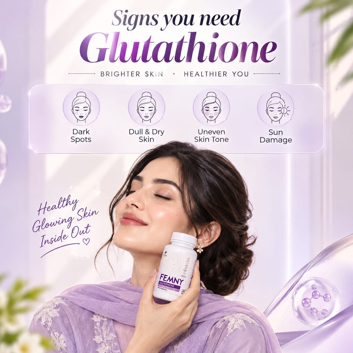Femny Glutathione Tablets (Sweden Calista Imported) – Skin Brightening & Anti-Aging Formula (30 Tablets)