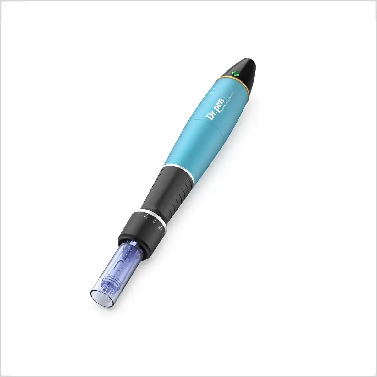Wireless Dr. Pen A1W microneedling pen with 12-pin needles by Derma Essence, shown with the device and needle attachment.