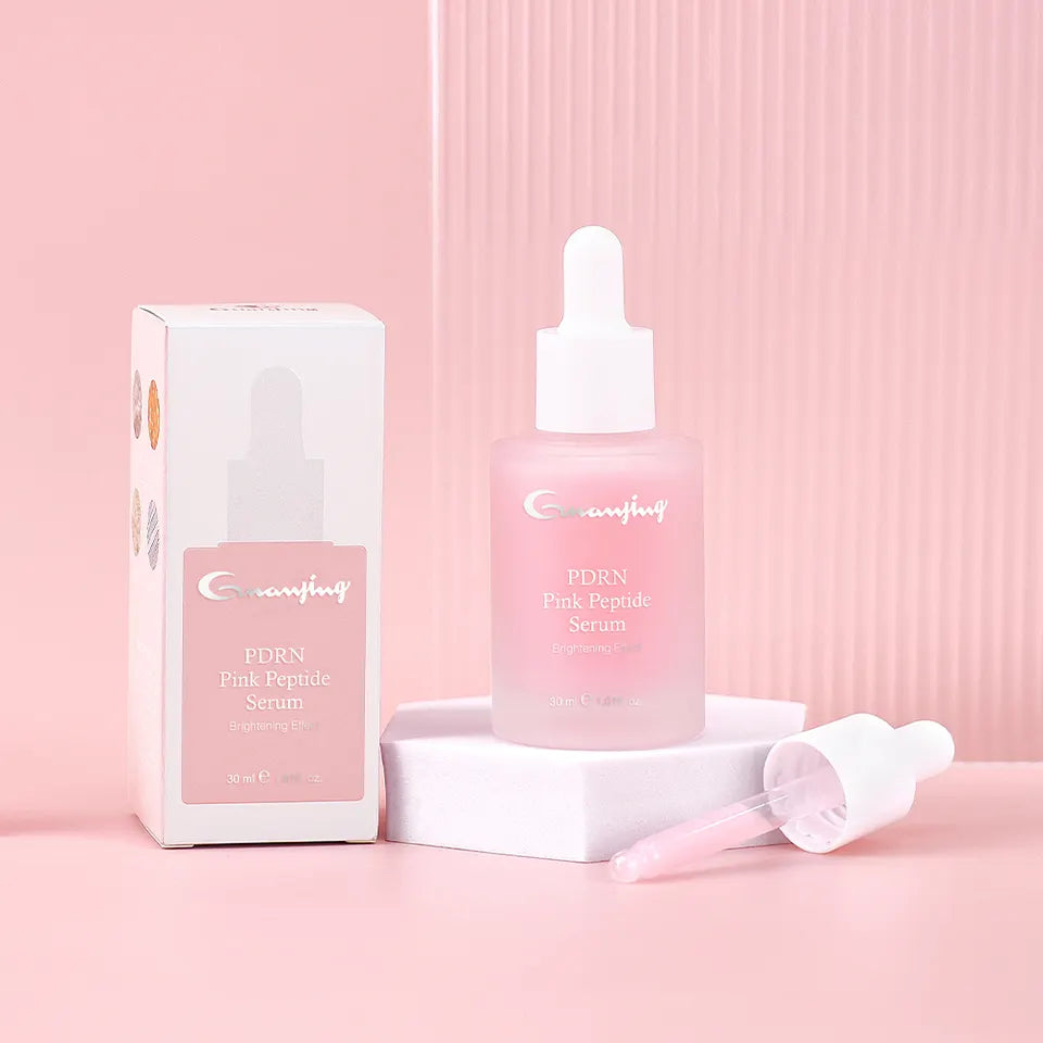 Derma Essence PDRN Pink Peptide Brightening Face Serum with hydrating, moisturizing, and skin firming benefits, featuring niacinamide.