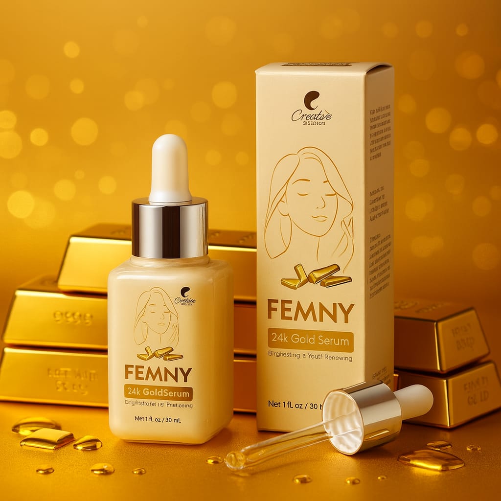 Femny 24K Gold Serum by Derma Essence – Luxury Glow & Anti-Aging Therapy (30ml)