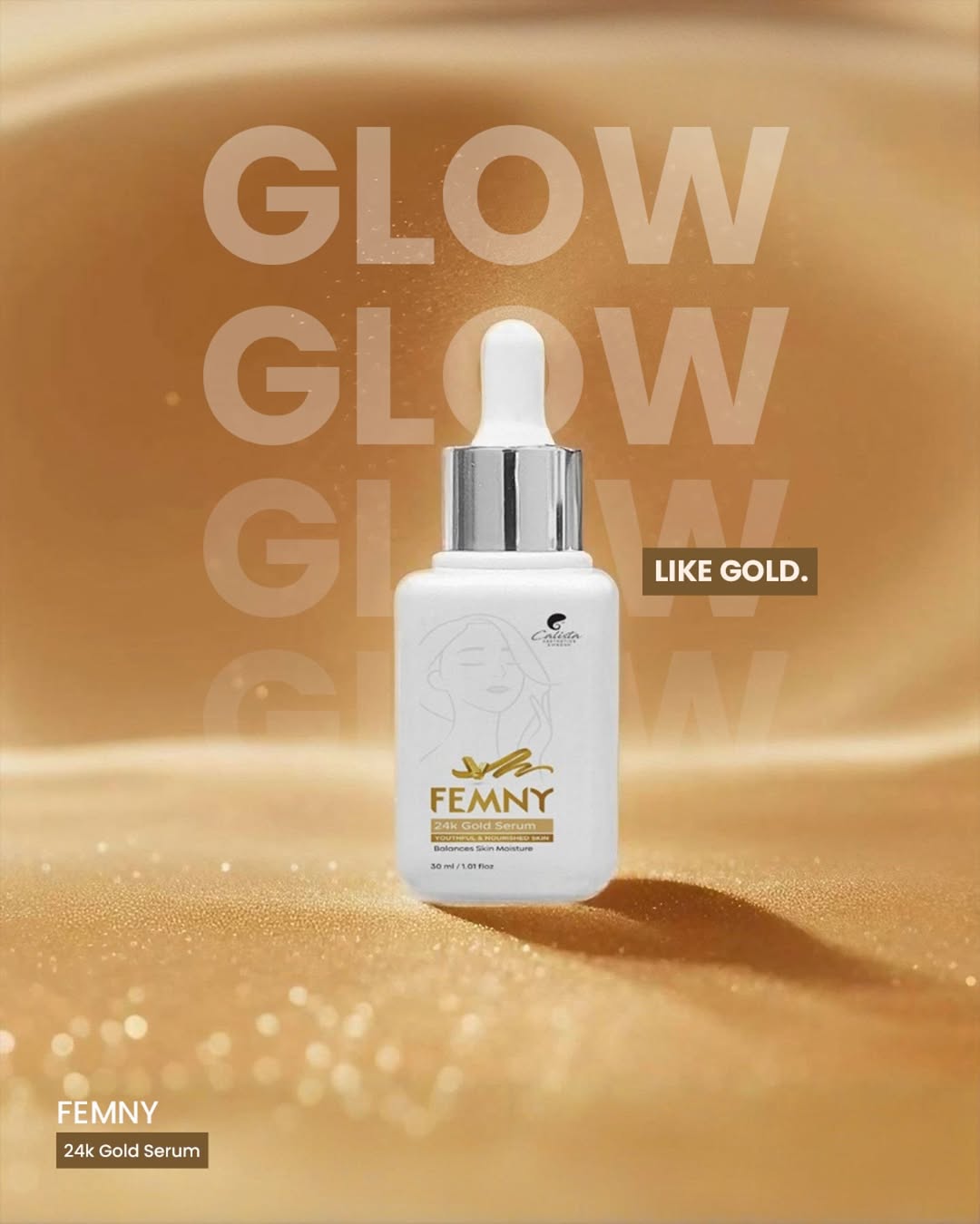 Femny 24K Gold Serum by Derma Essence – Luxury Glow & Anti-Aging Therapy (30ml)