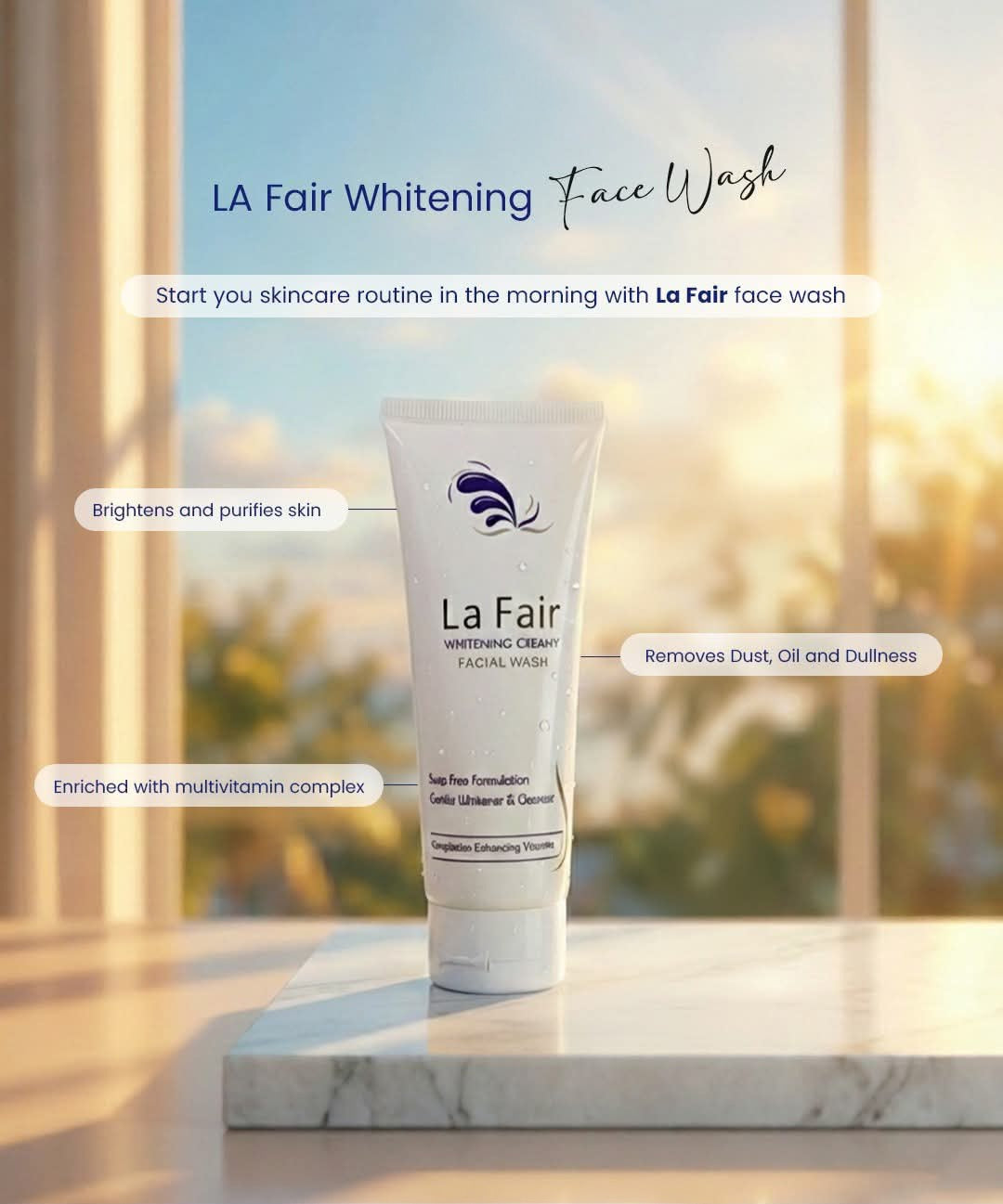 Derma Essence Rica-C Glutathione Tablets and La Fair Whitening Face Wash in skincare bundle for brightening and skin whitening.
