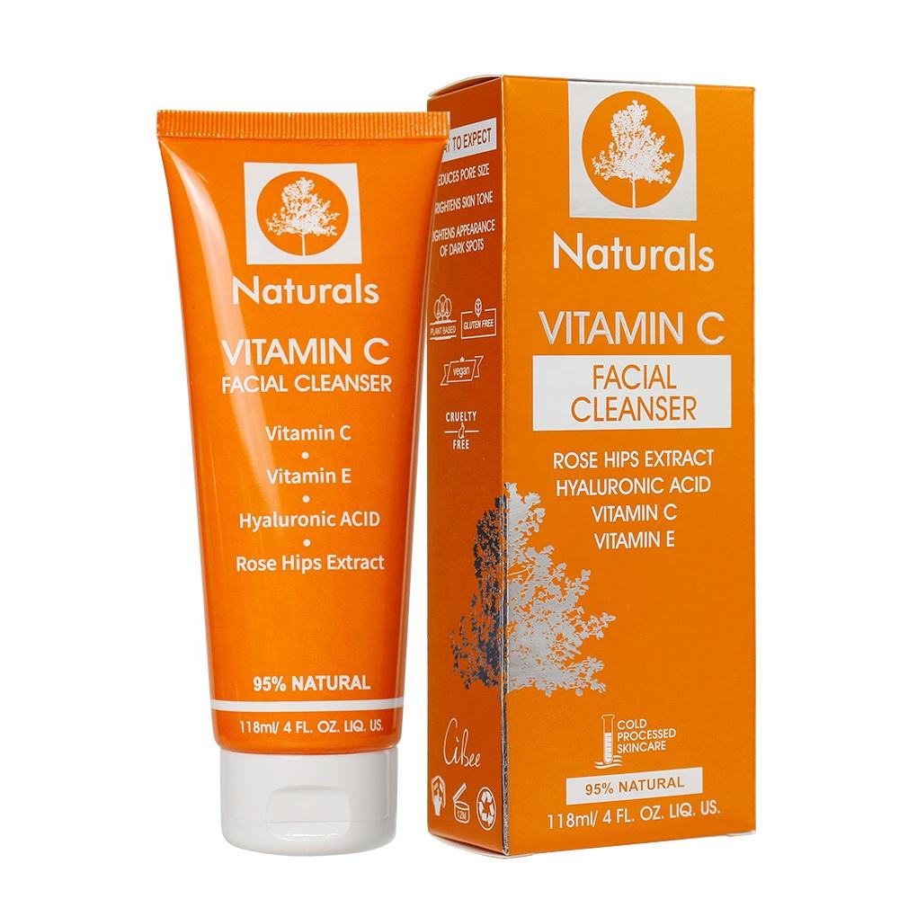 Derma Essence Naturals Vitamin C Facial Cleanser for oily, dry, and sensitive skin, 118ml, showing the cleanser bottle with label.
