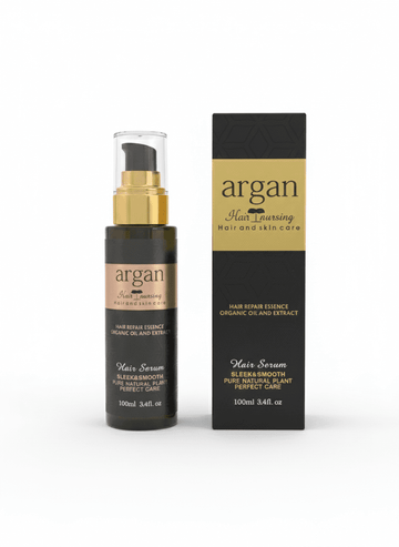 Argan Hair Nursing Hair Repair Essence Serum (100ml) – Sleek & Smooth Organic Oil Treatment for Hair and Skin - Derma Essence