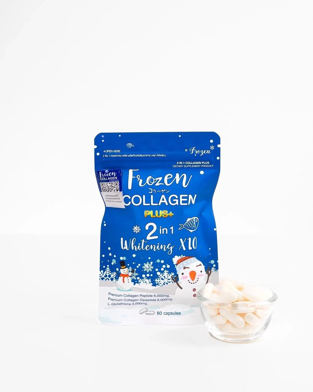Frozen Collagen Plus+ 2 in 1 Whitening x10 (60 Caps) for Brightening and Tightening Your Skin - Derma Essence
