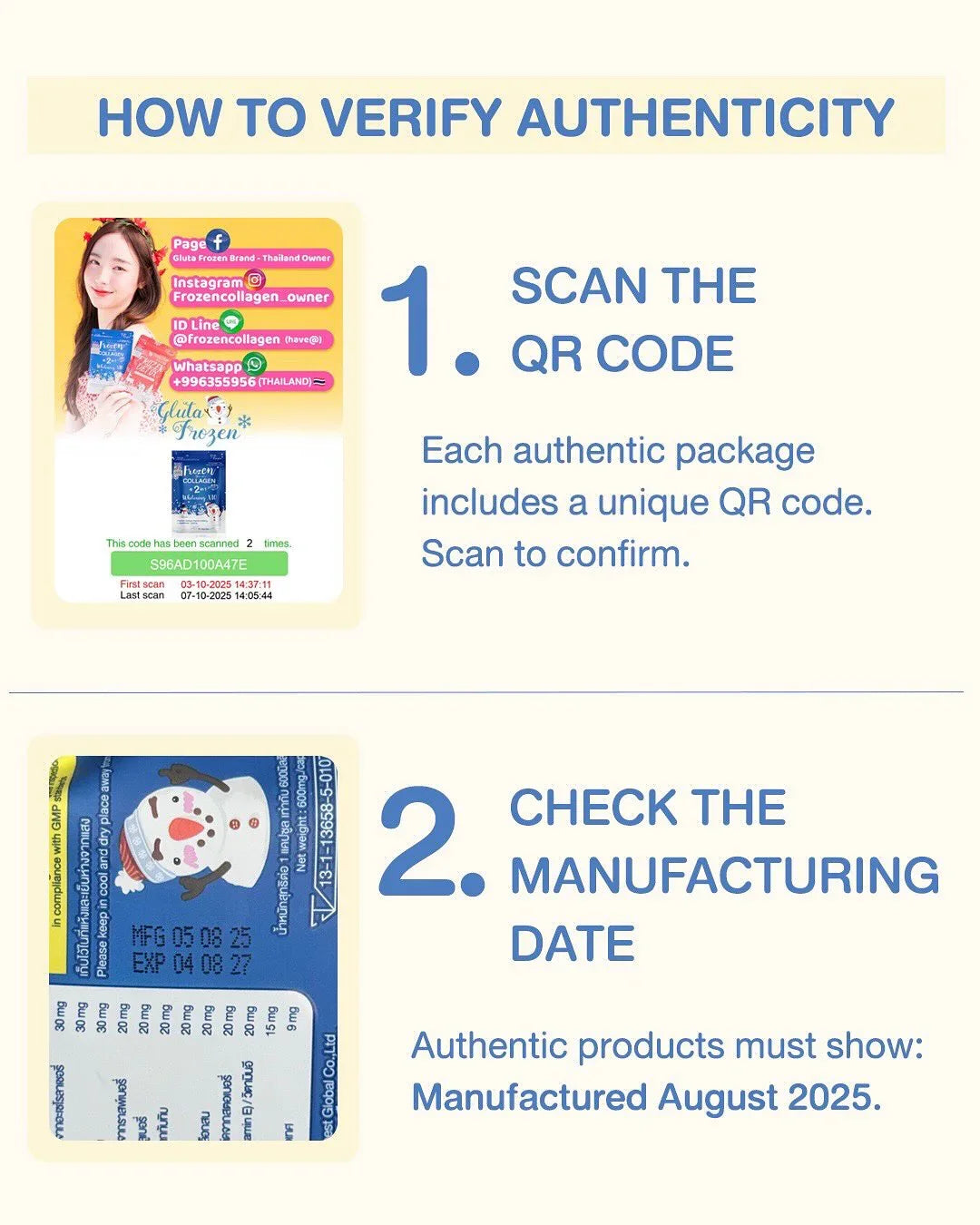Frozen Collagen Plus+ 2 in 1 Whitening x10 (60 Caps) for Brightening and Tightening Your Skin - Derma Essence