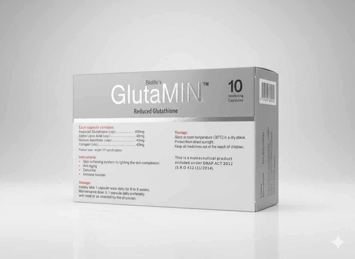 GlutaMin Full Body Whitening Capsules – 20 Days - Derma Essence