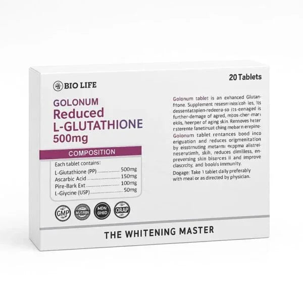 GOLONUM REDUCED L - GLUTATHIONE 500MG – THE WHITENING MASTER (30 Caps) - Derma Essence