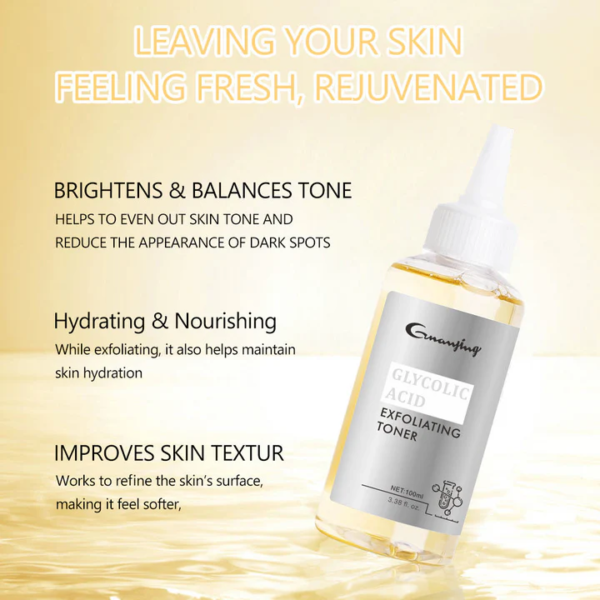 Guanjing Glycolic Acid Exfoliating Toner –  Anti-Aging Natural Cleaner Nourishing Anti-acne Facial Serum - 100ML