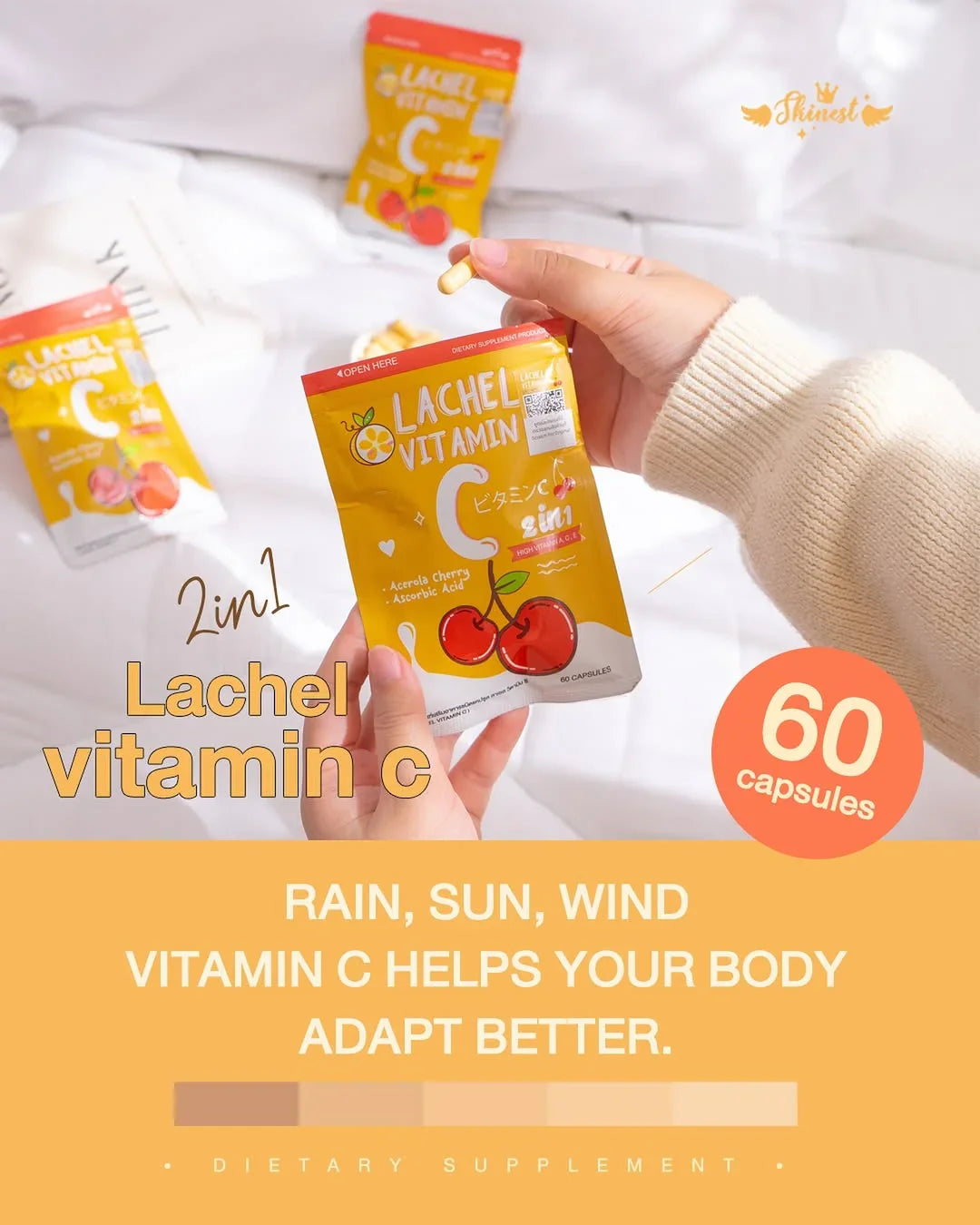 Lachel Vitamin C E Whitening Skin Antioxidant Ascorbic Acid Reduce Acne – Made in Thailand - Derma Essence