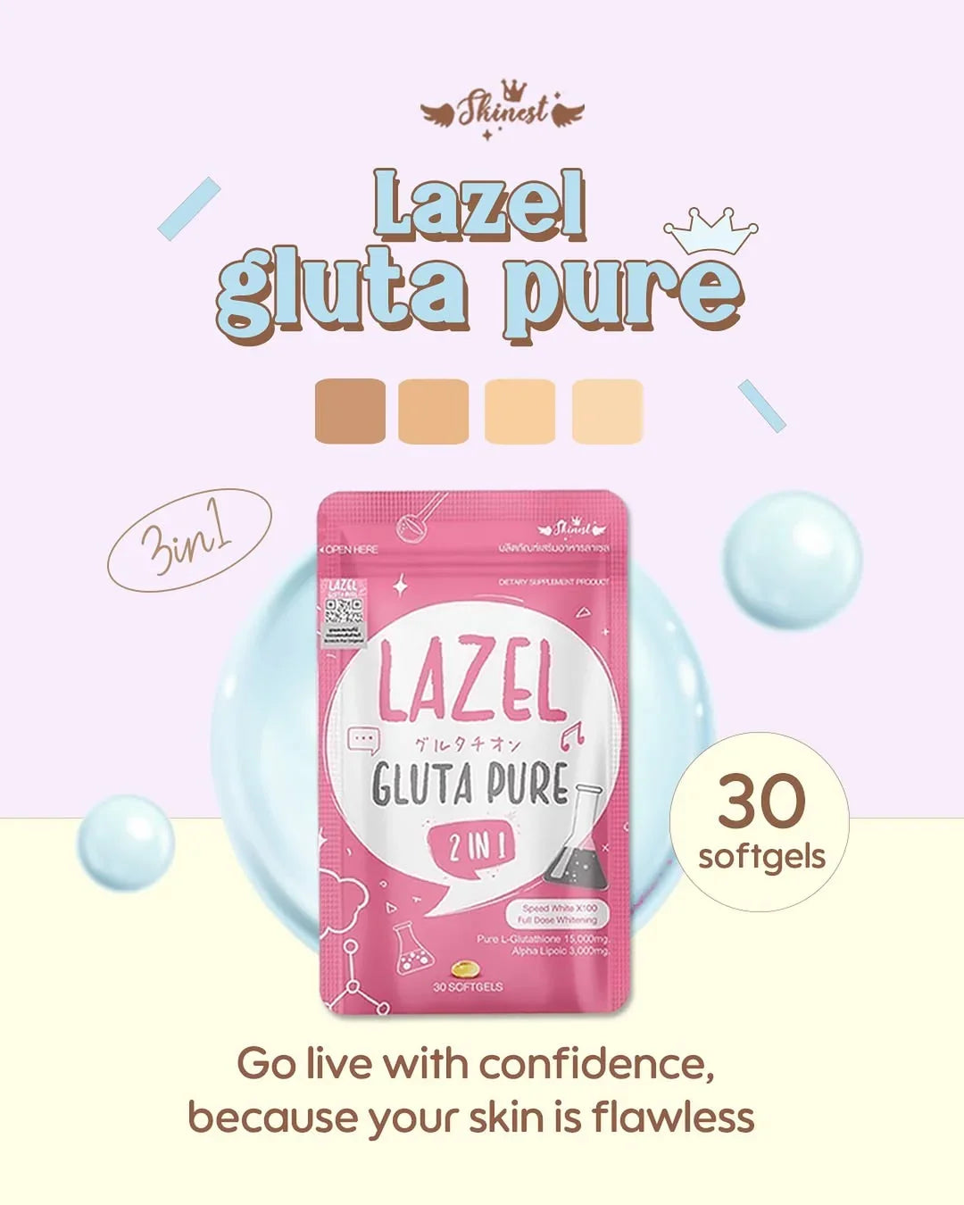 Lazel Gluta Pure - Dietary Supplement for Radiant Skin - Derma Essence