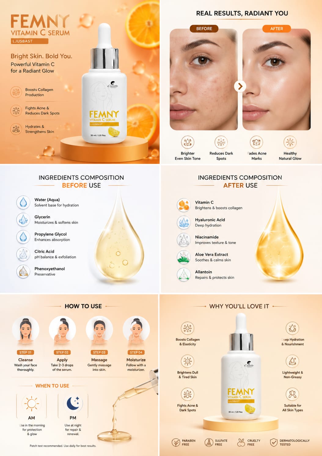 Femny Vitamin C Serum + Soap – Advanced Brightening & Anti-Aging Formula (30ml)