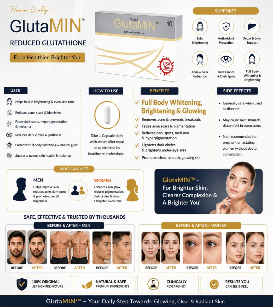 GlutaMin Full Body Whitening Capsules – 10 Days