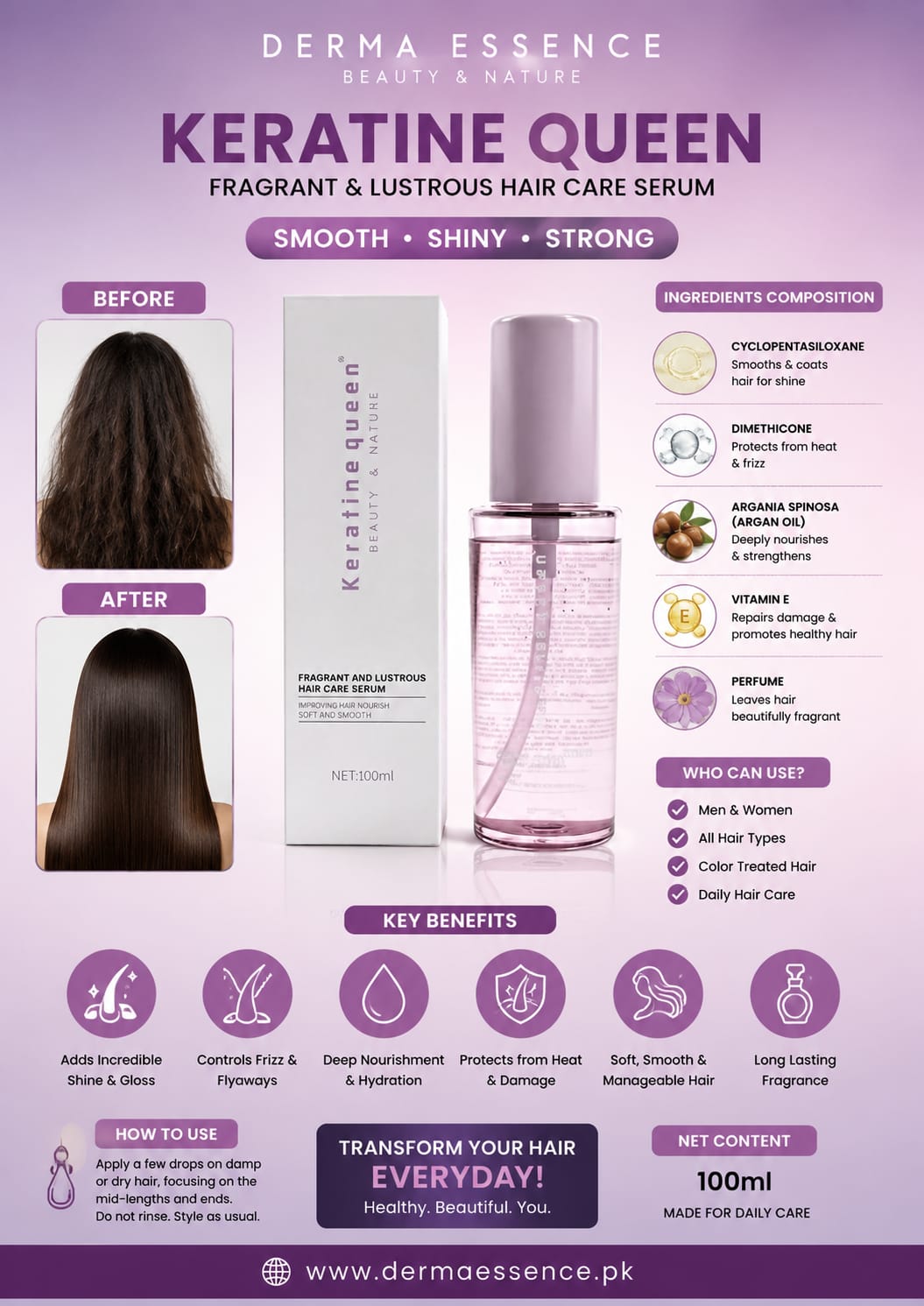 Keratin Queen Fragrant and Lustrous Hair Care Serum