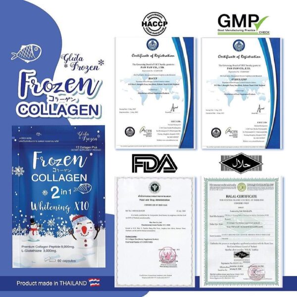 Frozen Collagen 2 in 1 Whitening X10 by Gluta Frozen - Made in Thailand - 60 Capsules - Image 5